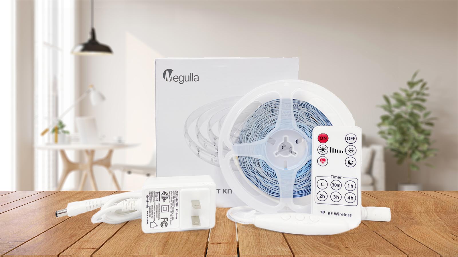 32.8ft/10m White LED Light Strip with Remote, Megulla 12v 6500K