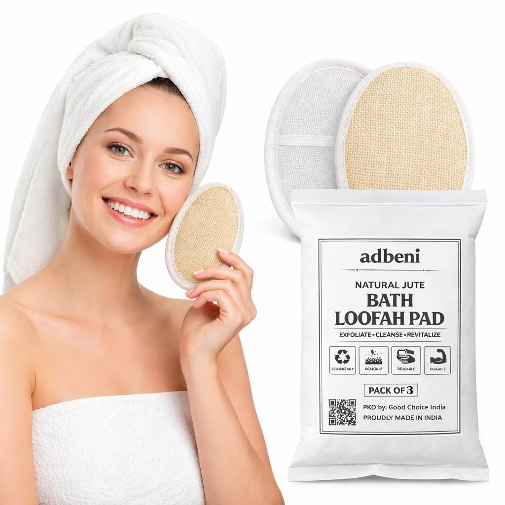 Adbeni Natural Jute Bath Loofah Pad for Body Scrubbing | Exfoliating Shower Sponge with Hand Strap | Eco Friendly Body Scrubber for Dead Skin Removal | Reusable Bathing Loofah for Men & Women | Pack of 3-picture-18