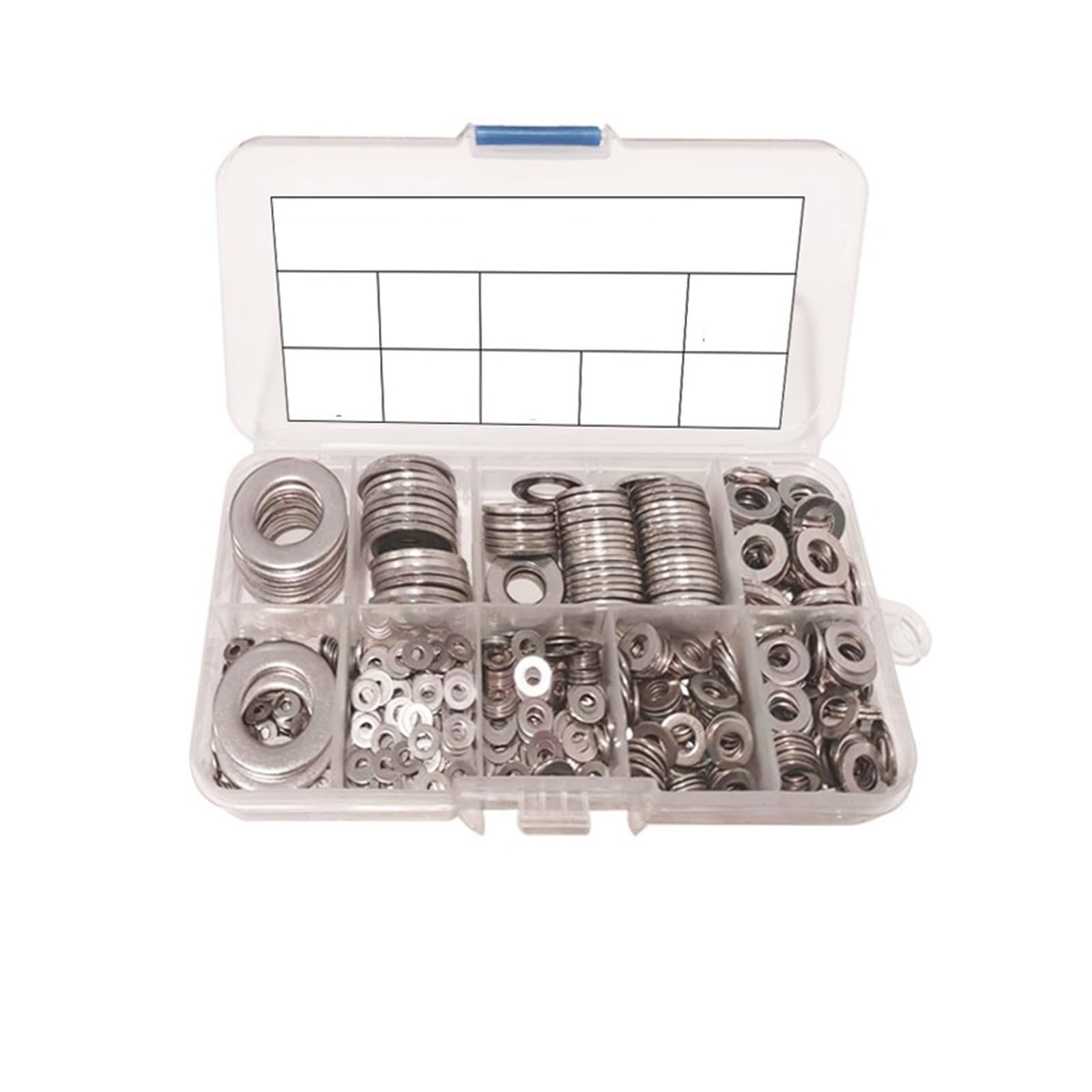 Kit surtido de arandelas planas de acero inoxidable, juego de arandelas planas de metal, juntas de tornillos, tornillos, arandelas, accesorios para el hogar de fábrica (910 piezas)