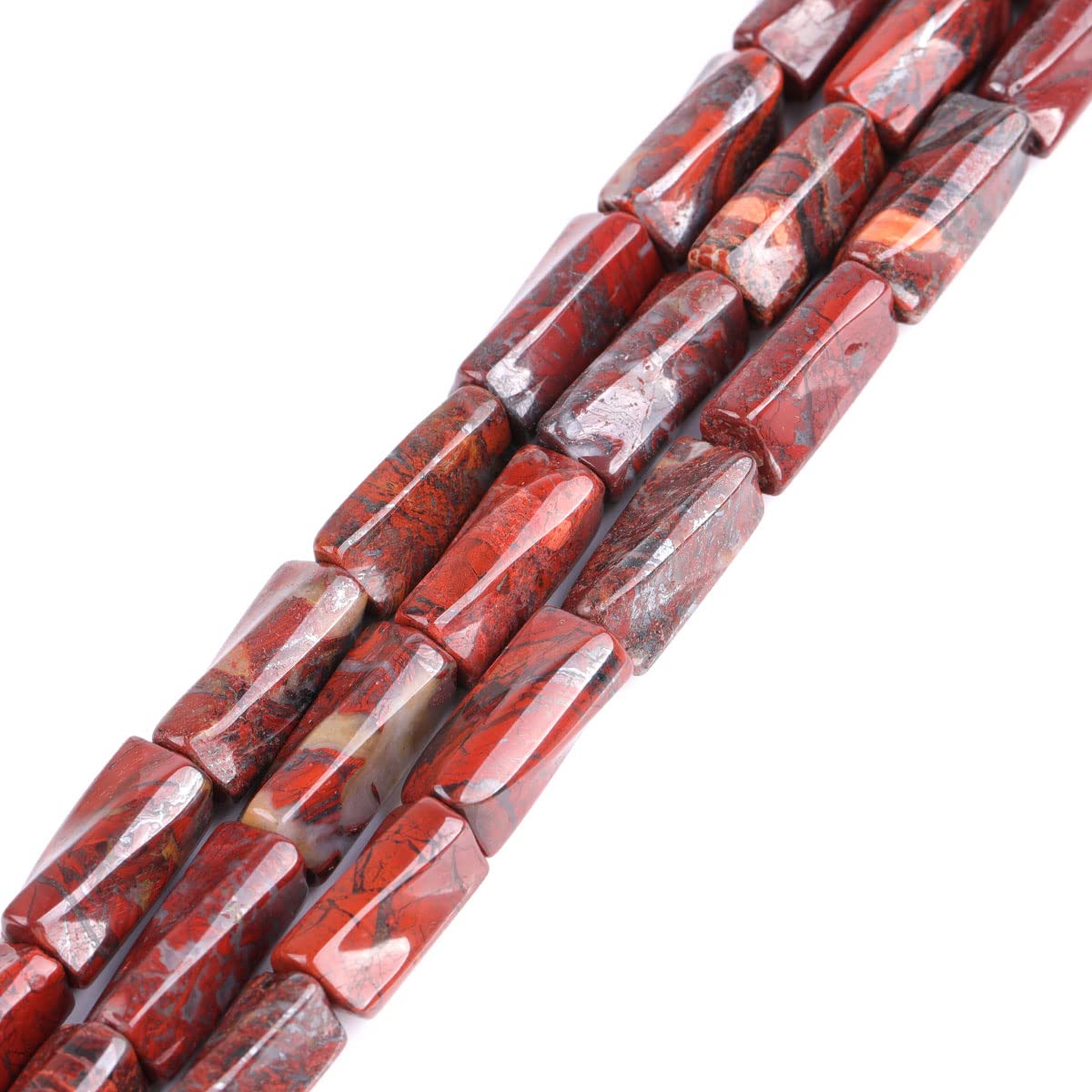 Natural Red Flowe Agate Gemstone 9x20mm Twisted Column Loose Beads for Jewellery Making DIY Bracelet Necklace Crafts 15''