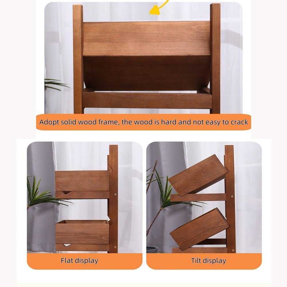 Sturdy Solid Wood Storage Shelf, Fruit Stands for Kitchen, Multifunctional Floor Storage Rack, Suitable for Bedroom, Kitchen, Living Room(Light Brown,29.9in)