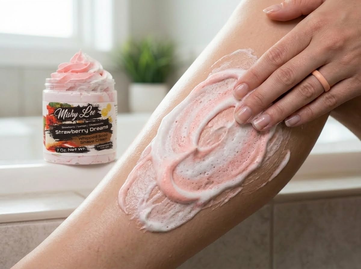 Strawberry Dreams Hand-Crafted Paraben Free, Moisturizing Whipped Soap and Shave Cream - Strawberry Cheesecake - 7 Oz. image 5