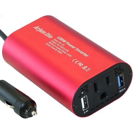Amazon Quick Charge 3 0搭載 Arjandio インバーター 12v シガーソケット コンセント カーインバーター 150w Usb 車載充電器 Dc 12v Ac 100v Qc3 0 国内メーカー正規品 Ard 402qc インバーター コンバーター 車 バイク