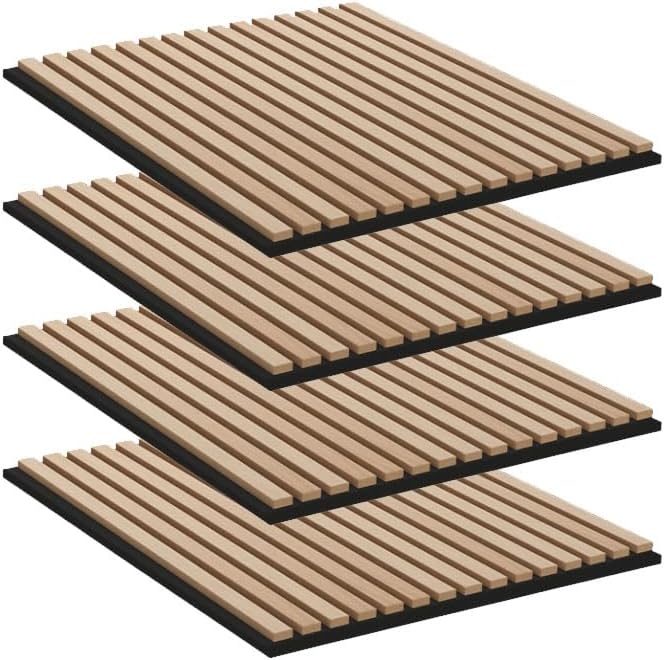 SOOMJ SlatWall Panels - Soundproof Paneling | Wall Panels for Interior Wall Decor | Luxury Wood Veneer Panel | 0.86” Depth (Natural Oak - Wood)