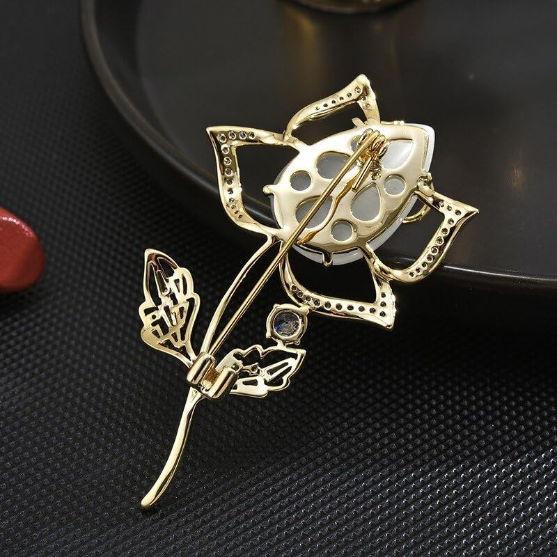 Image of Rhinestone Flower Brooch Austrian Crystal Flower Pin 18k Gold Plated Floral Brooch Lapel Pin Jewelry Mother's Day Birthday Gifts for Mom Wife