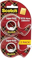 Scotch Super-Hold Tape 2 Rolls, 50% Stronger Adhesive, Clear 3/4" x 600" Dispenser Pack for Secure Repairs & Crafts
