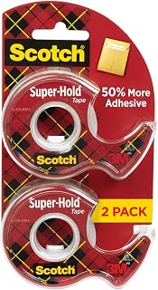 Scotch Super-Hold Tape 2 Rolls, 50% Stronger Adhesive, Clear 3/4" x 600" Dispenser Pack for Secure Repairs & Crafts