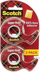 Scotch Super-Hold Tape, 2 Rolls, Transparent, 3/4 x 600 Inches
