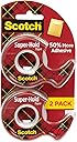 Scotch Super-Hold Tape, 2 Rolls, Transparent Finish, 50%!M(MISSING)ore Adhesive, Trusted Favorite, 3/4 x 600 Inches, Dispensered (198DM-2)