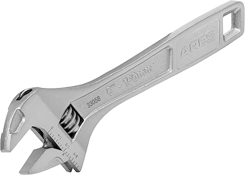 ARES 33058 - Llave ajustable de 6 pulgadas - Construcción de acero al cromo vanadio forjado en caída - Diseños de mordaza ancha para una variedad de