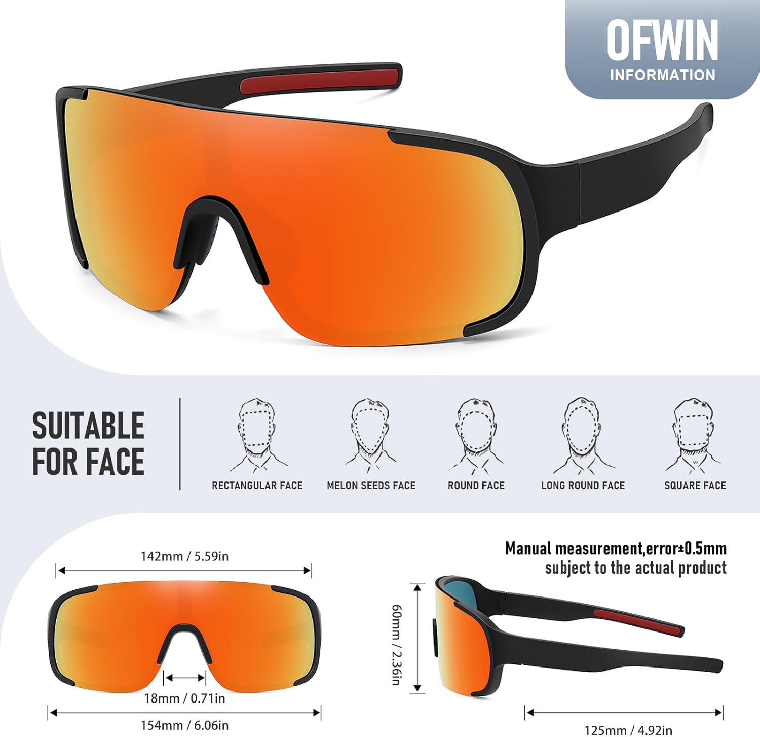 Polarized Cycling Sports Sunglasses for Men Women UV Protection Fishing Bike Running Wrap Around Sun Glasses - Image 3