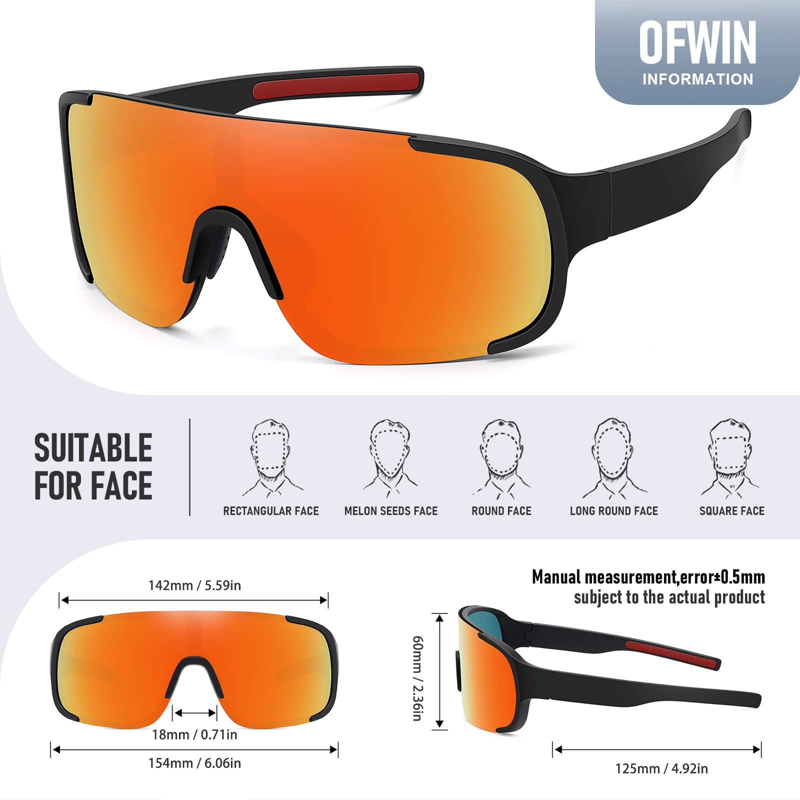 Gafas de sol polarizadas para ciclismo y deportes para hombres y mujeres, protección UV, para pesca, ciclismo, correr, gafas de sol envolventes