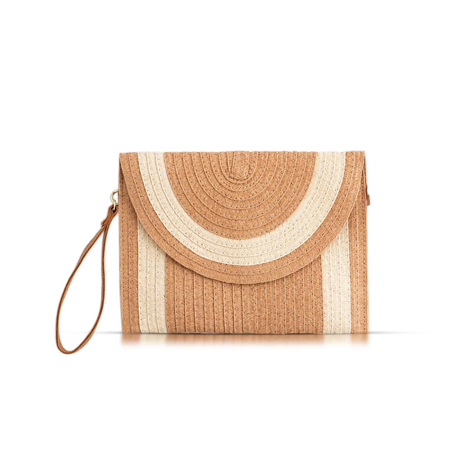 QTKJ Straw Clutch Purses for Women, Crossbody Bags, Bohemian Handmade Envelope Package, Leather Wristbands, Summer Beach Handbags Suitable for