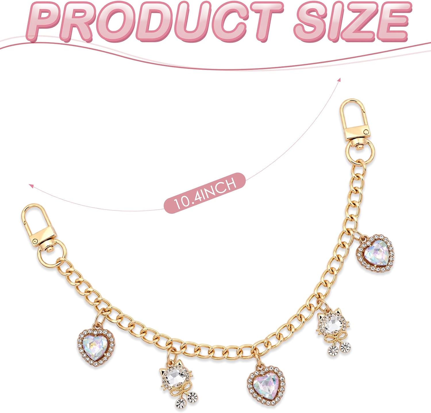 Bag Charms for Handbags, Cute Rhinestone Keychain Bag Extender Chain for Women, Gold Purse Charms Accessories image 2