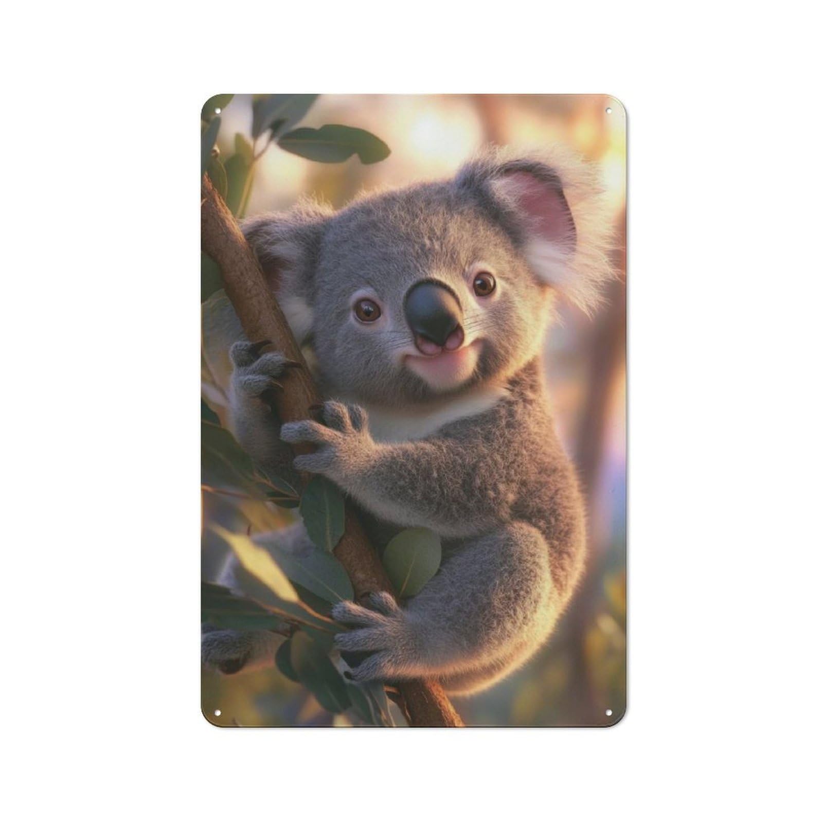 Junmoney Cute Koala On Branch Vintage Decorative Metal Plaque 30X20cm, Garden Room Wall Plaque For Shed, Garden Room, Porch Or Garage