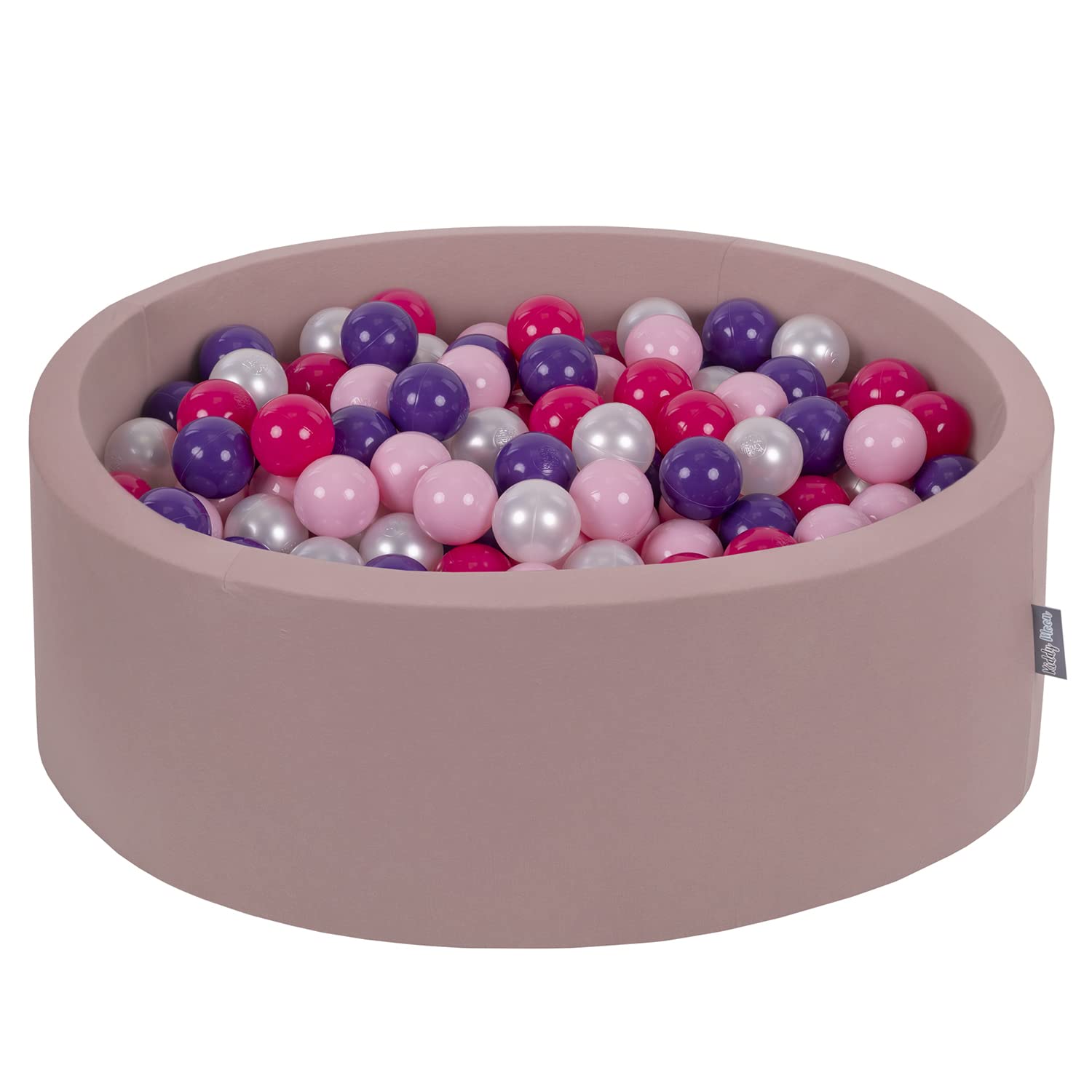 KiddyMoon 90X30cm/200 Balls ∅ 7Cm / 2.75In Baby Foam Ball Pit Made In EU, Heather:Light Pink/Pearl/Purple/Dark Pink — image 1