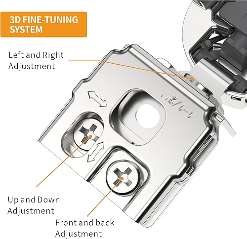 Miniatura 10 de Paquete de 20 bisagras ocultas de cierre suave 3D superpuestas de 1 pulgada para puerta de marco facial, bisagras de cierre automático suaves y