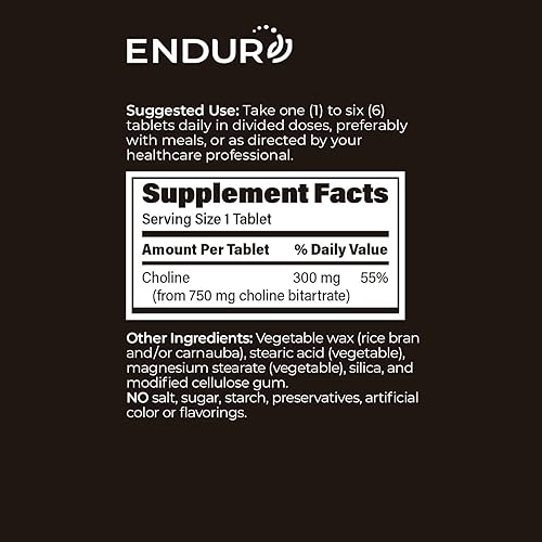 Miniatura 6 de Bitartrato de colina de liberación sostenida – 300 mg 60 tabletas – Promueve la salud cerebral, la concentración mental y la memoria – Suplemento