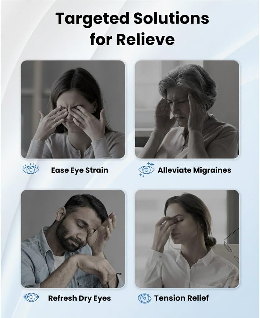 BOB AND BRAD Eye Massager with Heat and Cooling, EyeOasis 2 Eye Massager for Migraines FSA Eligible/HSA Eligible, Heated Face Massager for Dry Eye Migraine Relief, Warm Compress for Stress Relief