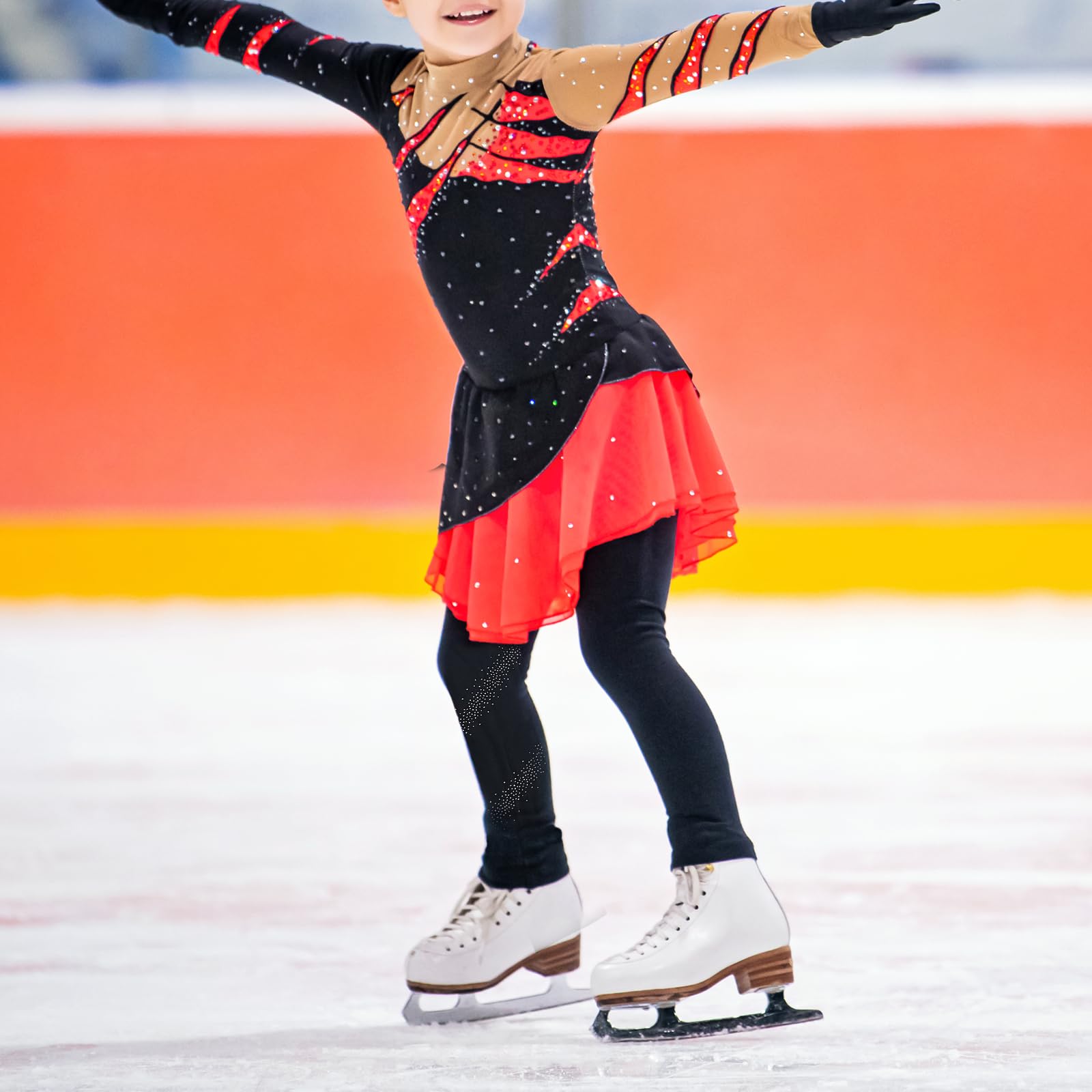 Perfeclan Schlittschuhhose Atmungsaktive Eiskunstlauf Strumpfhose Leggings Mädchen Rollschuh Skating Eislauf Strumpfhose Eiskunstlauf Leggings für Kinder und Erwachsene