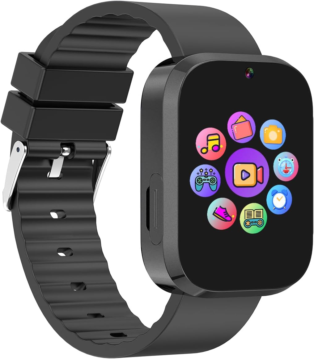 Kids Smart Watch with Learning Card, Audio Story, 31 Games, HD Camera, Music Player, Pedometer, Flashlight, Educational Toys, Perfect Birthday for Boys and Girls Ages 4-10 (Black)