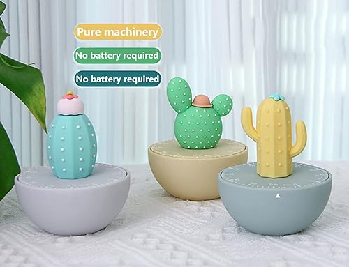 Vista 2 de Lindo Cactus En Forma De Gestor De Tiempo De 60 Minutos Temporizador Mecánico De Cocina Temporizador De Cocina (Cyan)