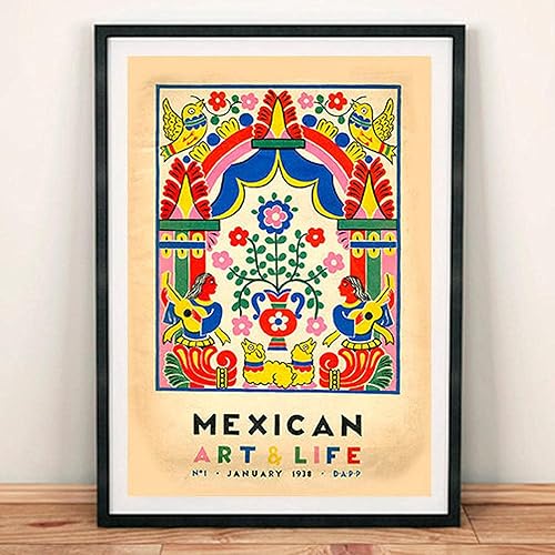 Miniatura 4 de Póster de exposición de arte y vida mexicana, impresiones artísticas de pared en lienzo de México 1938 Vintage Cover Art Painting Nordic Wall