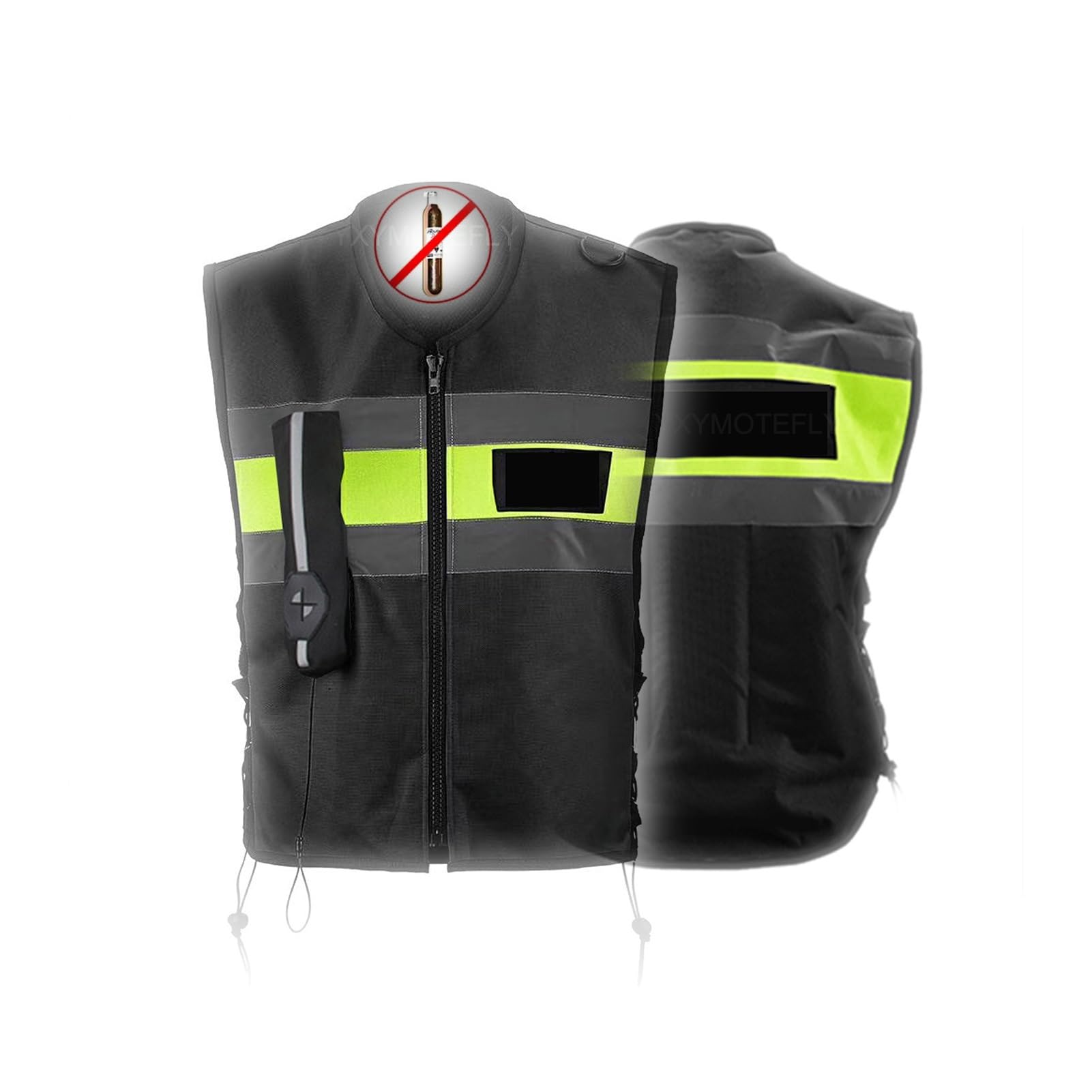 Chaleco De Airbag De Motocicleta for Adultos Montar Chaqueta Protectora Con Bolsas De Aire 0.2s Expanden Bolsas De Aire Se Puede Reutilizar(Black,XXL)