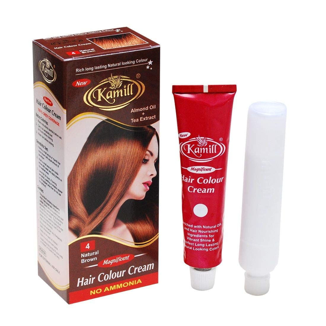 Kamill Natural Brown (4) Hair Color With Almond Oil+Tea Extract,Natural Hair Color, 100% Organic Hair Colour for women And Men 100G-picture-21