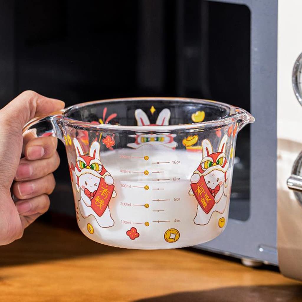 XMING Taza medidora de vidrio con tapa con escala resistente a altas temperaturas cocina for hornear harina taza de huevo batido taza de leche caliente (Size : B)