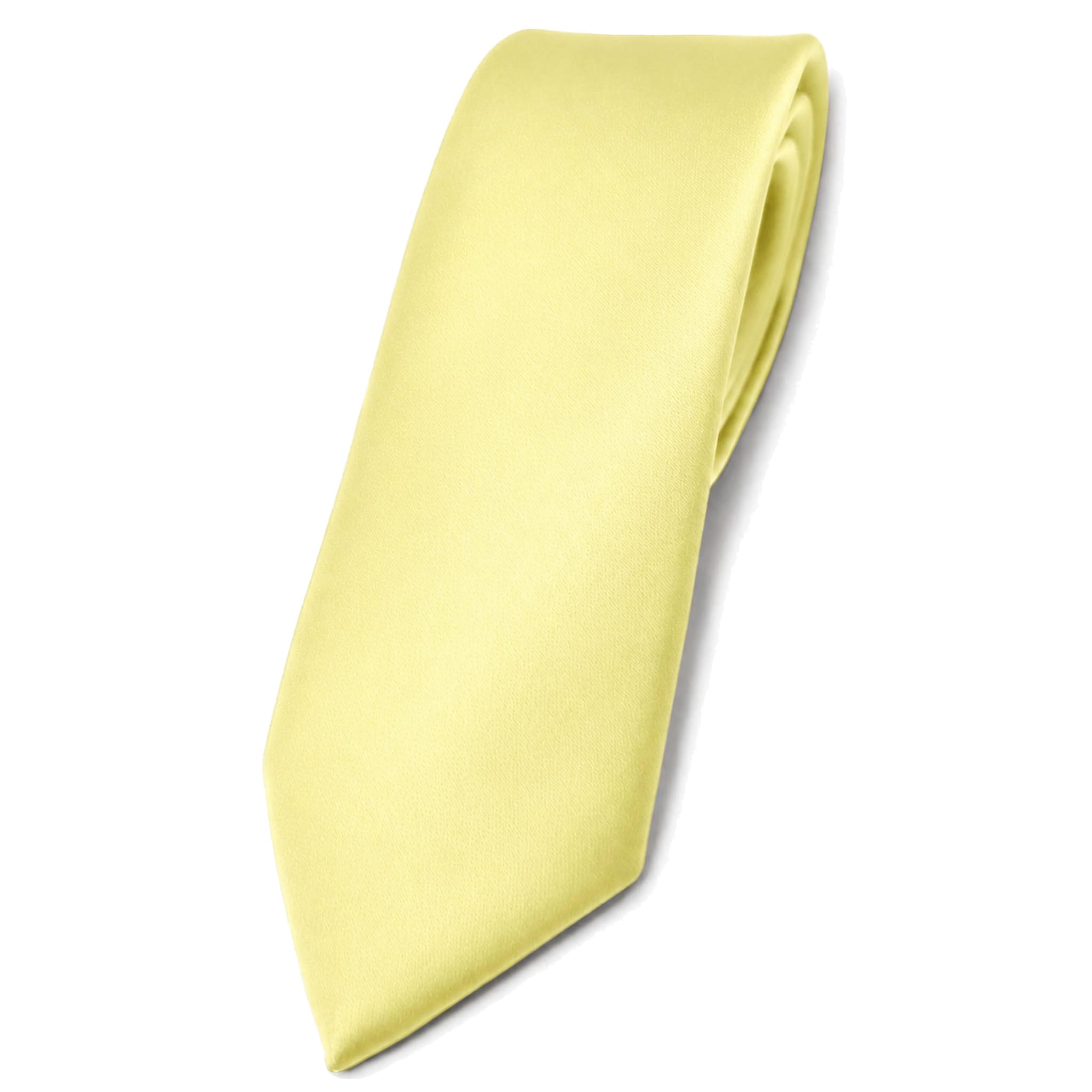 TigerTie narrow Satin tie necktie yellow pale-yellow sulfur-yellow all-one-color Polyester
