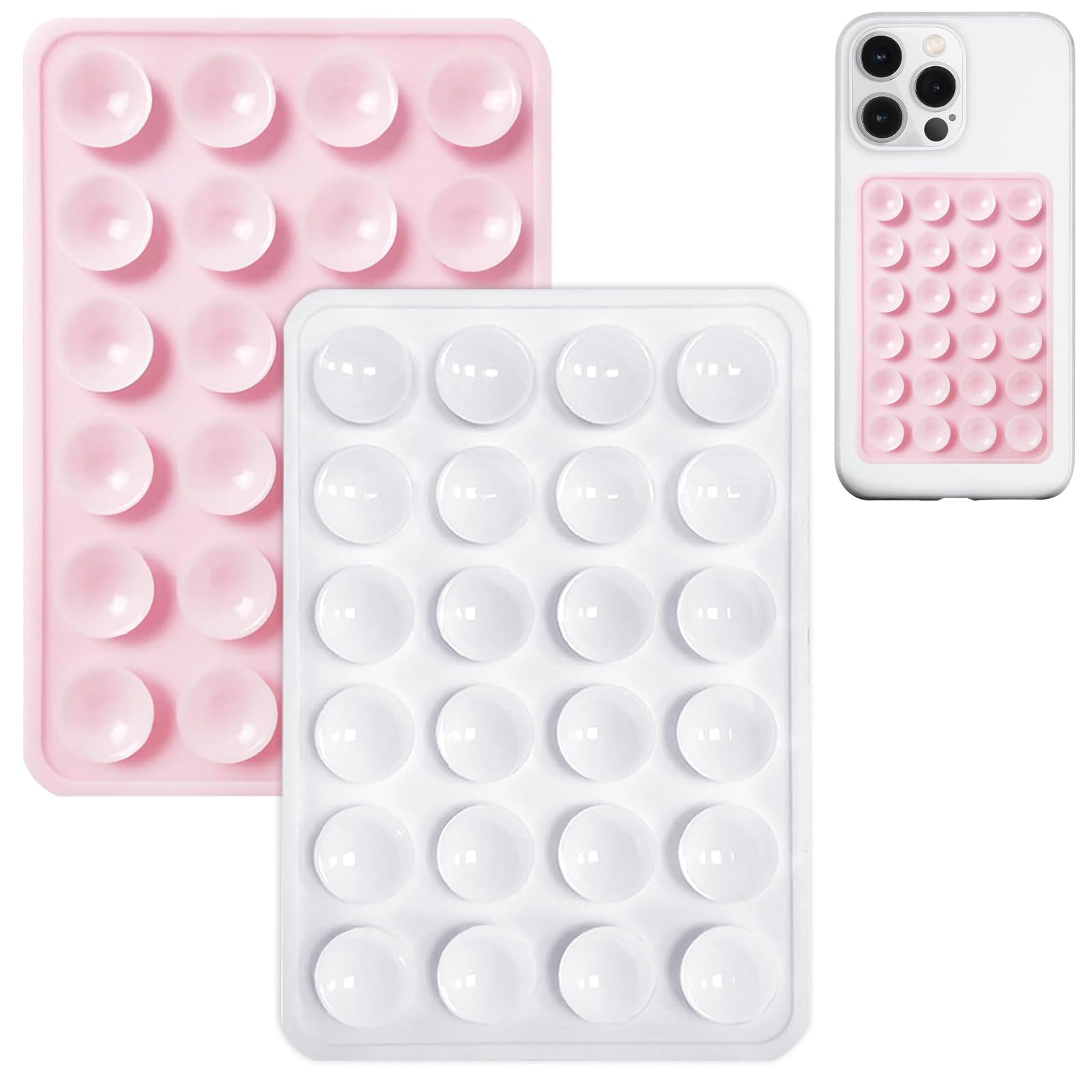 Anteel Silicone Suction Cup Phone Case Holder, Non-Slip Sticky Phone Grip for Cell Phone, Adhesive Suction Phone Holder, Strong Grip for Selfies and Videos (Light Pink and White) 2 Pack-image-15