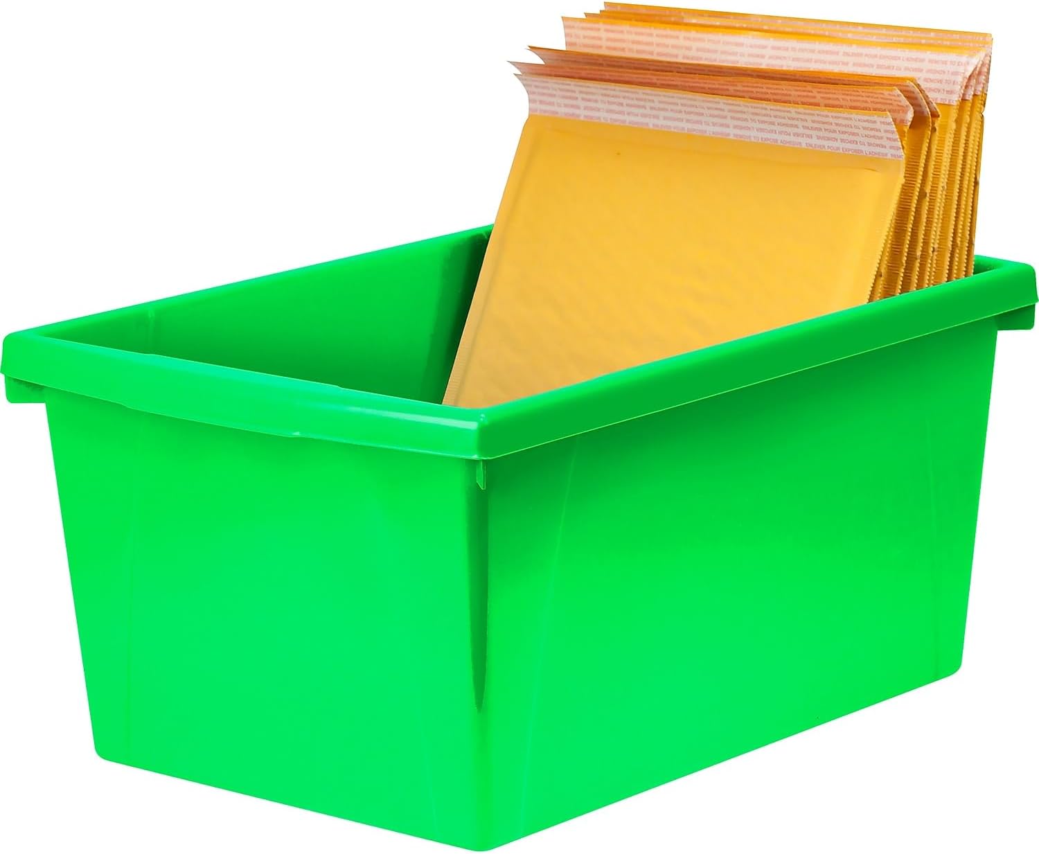 Storex 5.5 Gallon Storage Bin – Plastic Classroom Organizer for Books and Supplies, Green, 1-Pack (61485A06C)