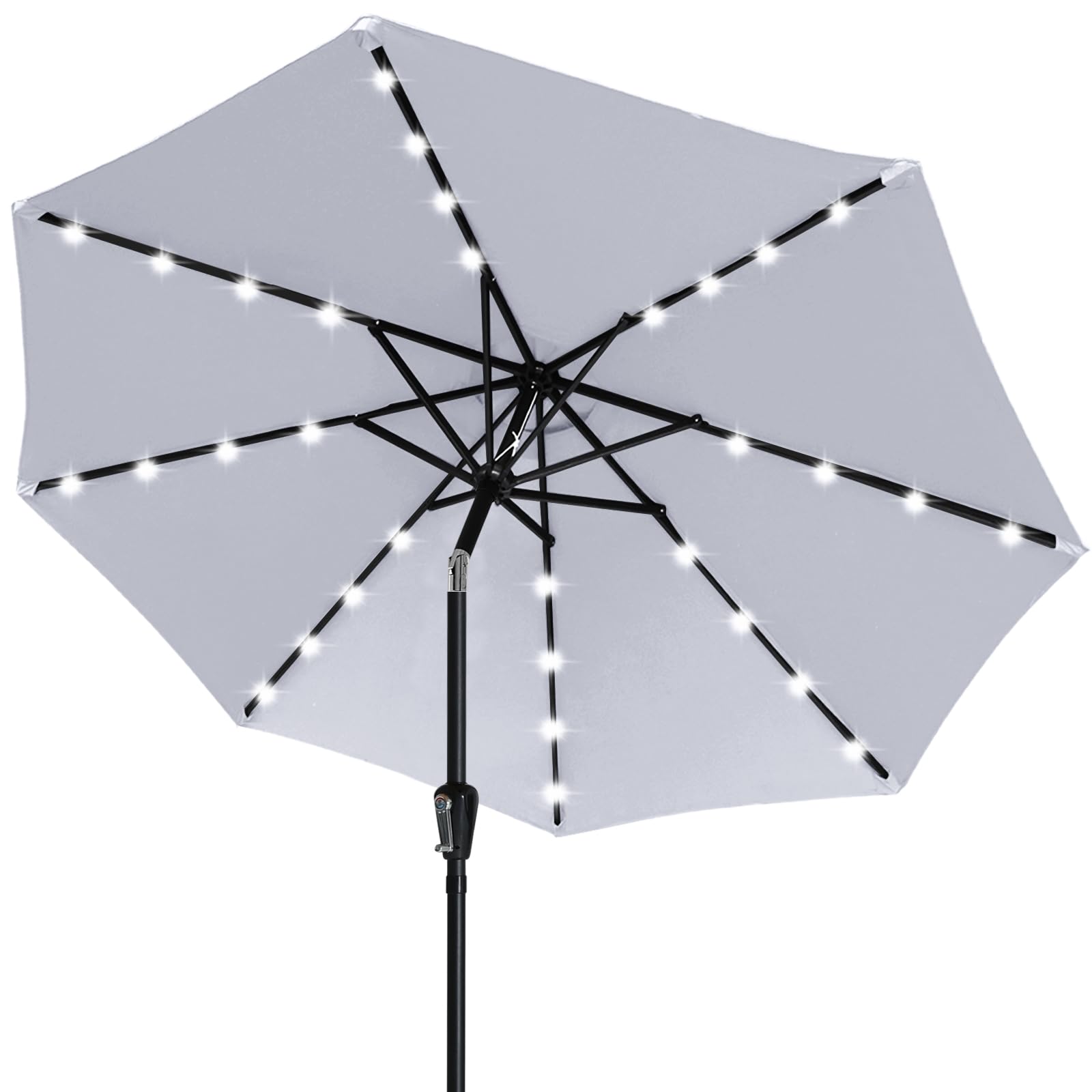 ABCCANOPY Solar Led Patio Umbrella with 24 Lights 7.5FT(Light Gray)
