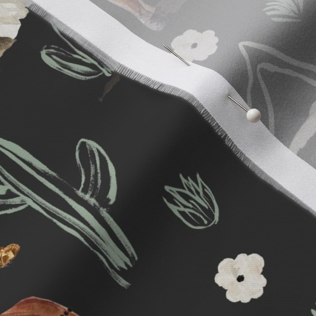 Spoonflower Fabric - Spring Boho Floral Horse Dark Gray Pony Teepee Dreamcatcher Feathers Printed on Organic Cotton Sateen Fabric by The Yard - Sewing Quilting Apparel Home Decor