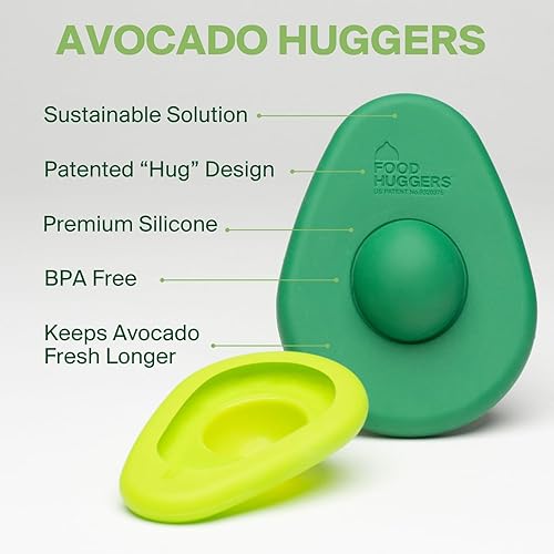Miniatura 3 de Food Huggers Aguacate Huggers - Juego de 2 protectores de aguacate reutilizables de silicona con almacenamiento en el pozo, sin BPA, apto para