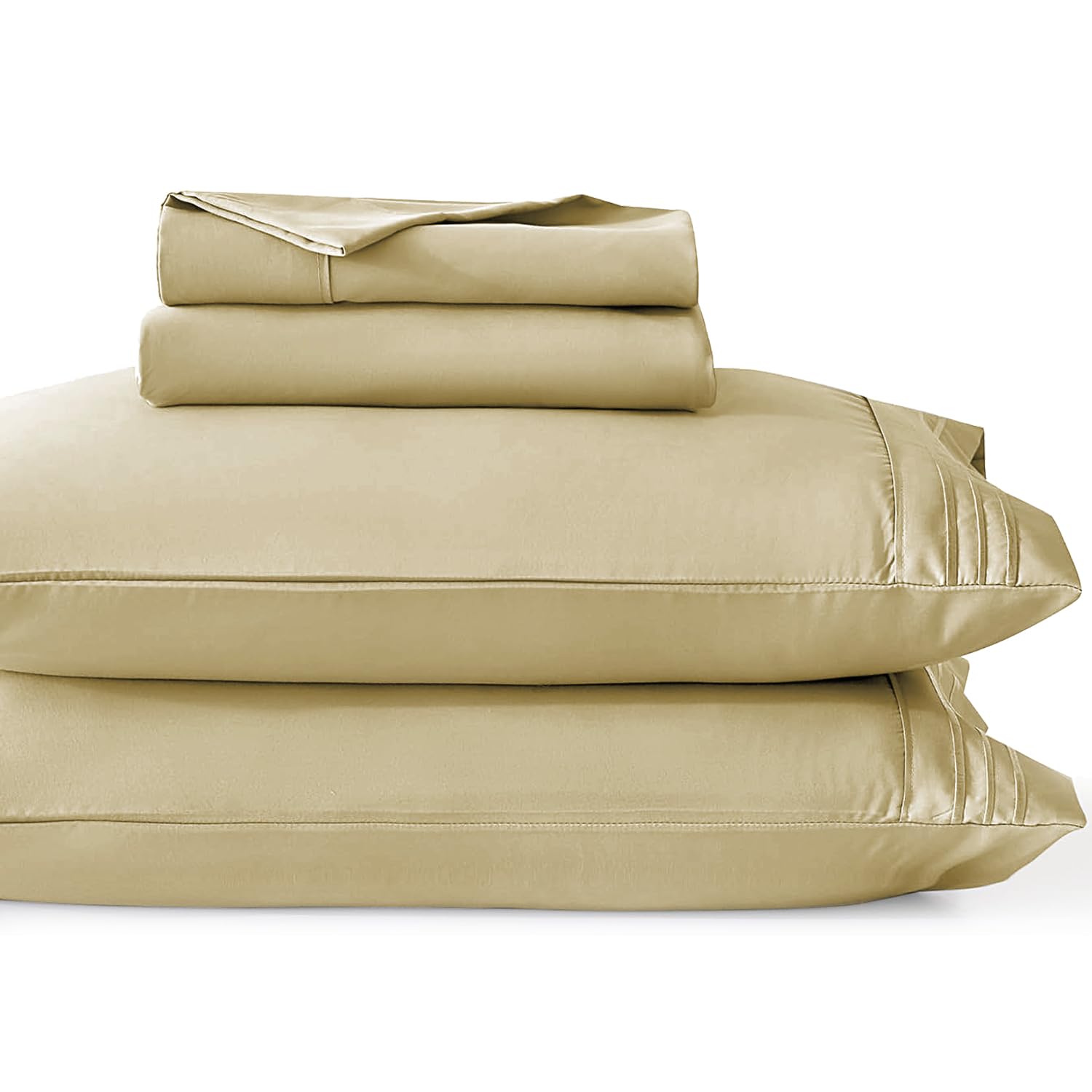 Queen Sheet Set-4pc Luxury Hotel Soft Bed Sheet Set, 100% Brushed Microfiber 1800 Thread Count Breathable,14" Deep Pocket Bottom,Beige