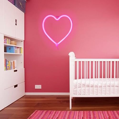 Miniatura 9 de YouOKLight Letrero de neón de corazón, luces de neón para decoración de pared de dormitorio, letrero de neón rosa, luz LED de corazón con USB y