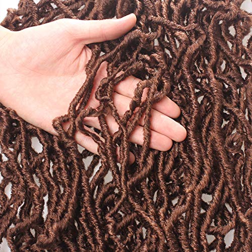 Leeven New Soft Locs Crochet Braids 24 Inch Light Brown Distressed Butterfly Faux Locs 6 Packs Long Boho Goddess Locs Synthetic Hair Pre Looped Curly Hair Extensions For Black Women #30 #TOP3