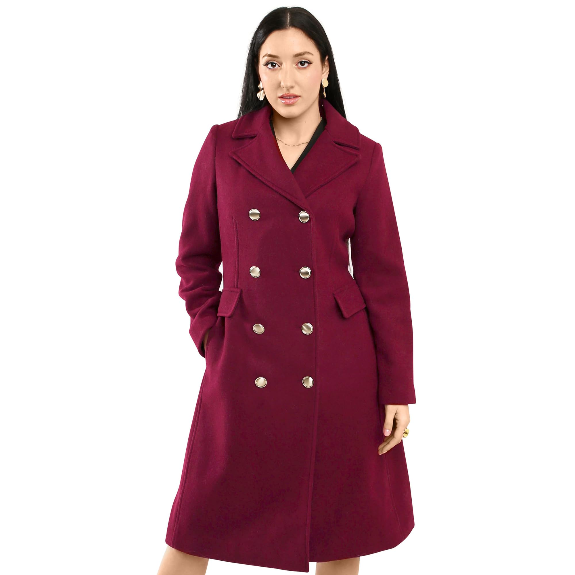 Vince Camuto Winter Coats - Women Double-Breasted Faux Collar Wool Womens Jacket