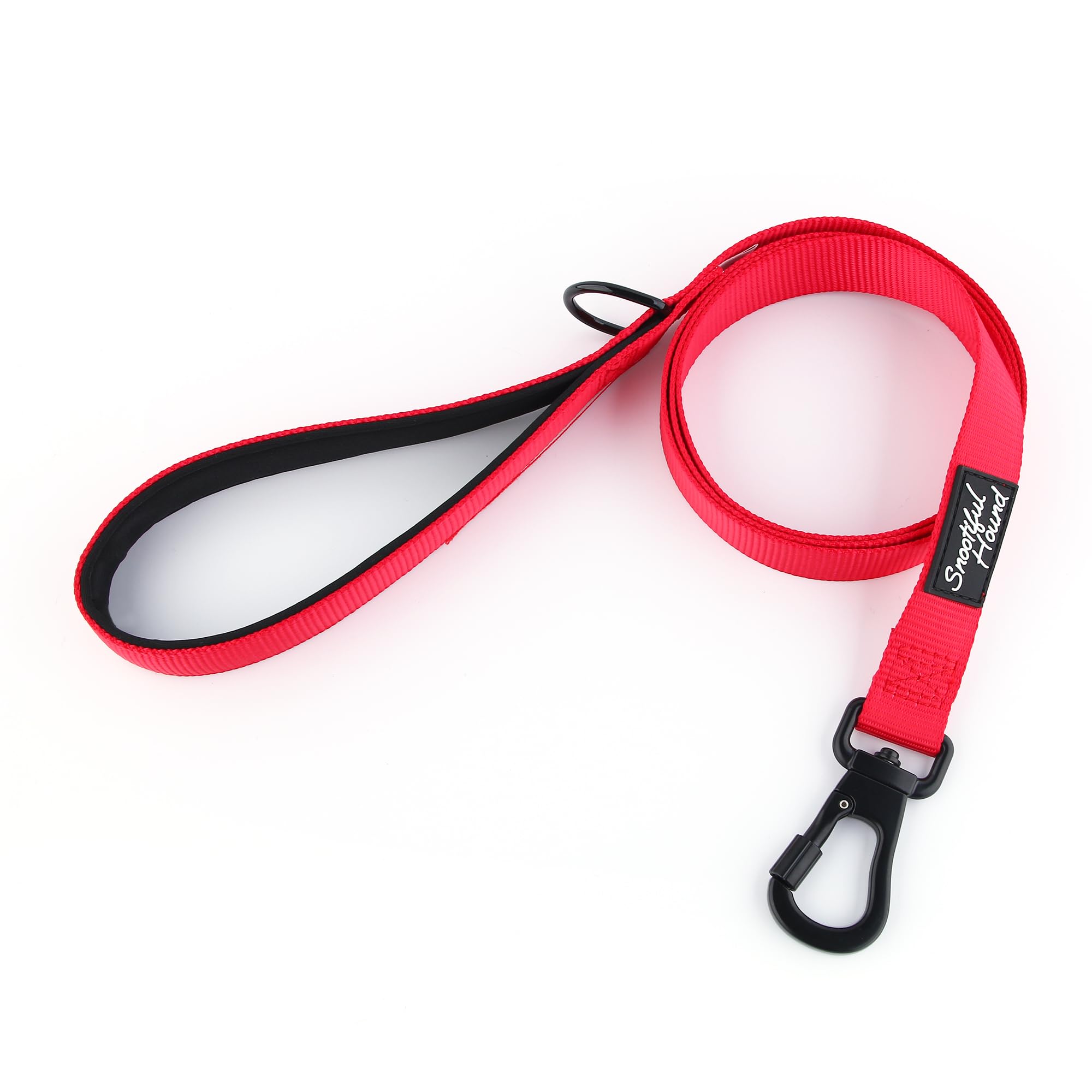 Snootiful Hound Secure Locking Dog Lead with Padded Handle - Carabiner Dog Leash - Anti Theft (Red, 120cm)