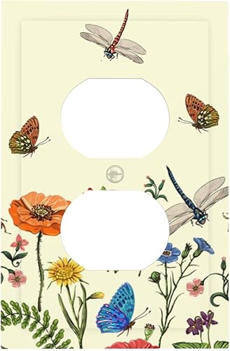 Miniatura 248 de Placa de pared dúplex de receptáculo de dispositivo de 1 gang de madera envejecida blanca gris con veta de tablón, cubierta de enchufe eléctrico de