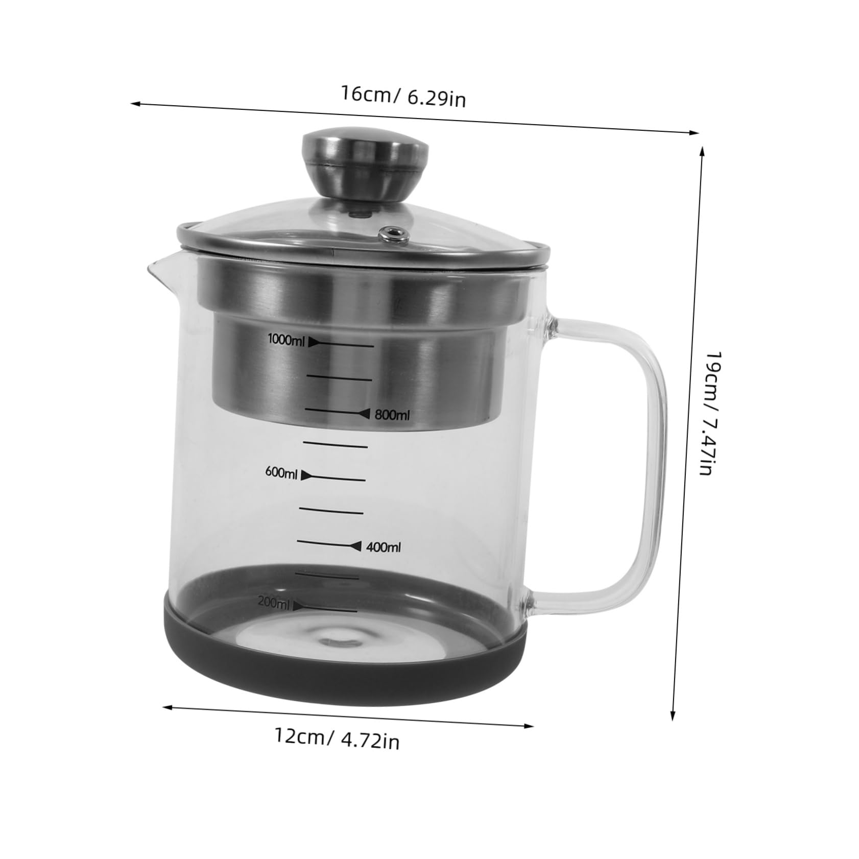 Cabilock Fine Mesh Strainer Pot Stainless Steel Tea Filter with Scale Multi Functional Juice Container for Kitchen for Soup Gravy and Soybean Milk Capacity