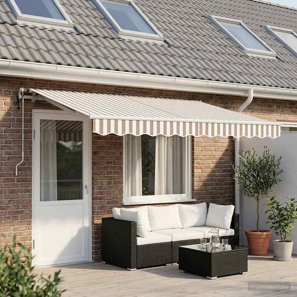 Einziehbare Gelenkarmmarkise 450x300 cm Hellgrau Weiß | Moderner Schattenspender für Terrasse und Garten. Mit flexibler Fernbedienung und robustem Aluminiumrahmen.