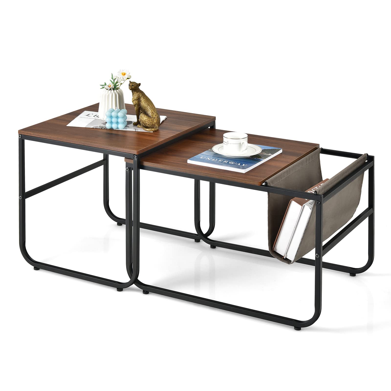 Giantex Nesting Coffee Table Set 2 Piece Stackable Giantex 2-Piece ...