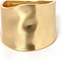 14K Gold Plated Chunky Hinged Bangle Bracelet for Women - Trendy Wide Cuff Arm Bangles Hypoallergenic Jewelry