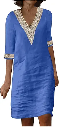 OIOLOYJM Plus Size Summer Dresses for Women 2025 Plus Size Dresses for Curvy Women 3/4 Sleeve Casual Boho Kaftan Dresses