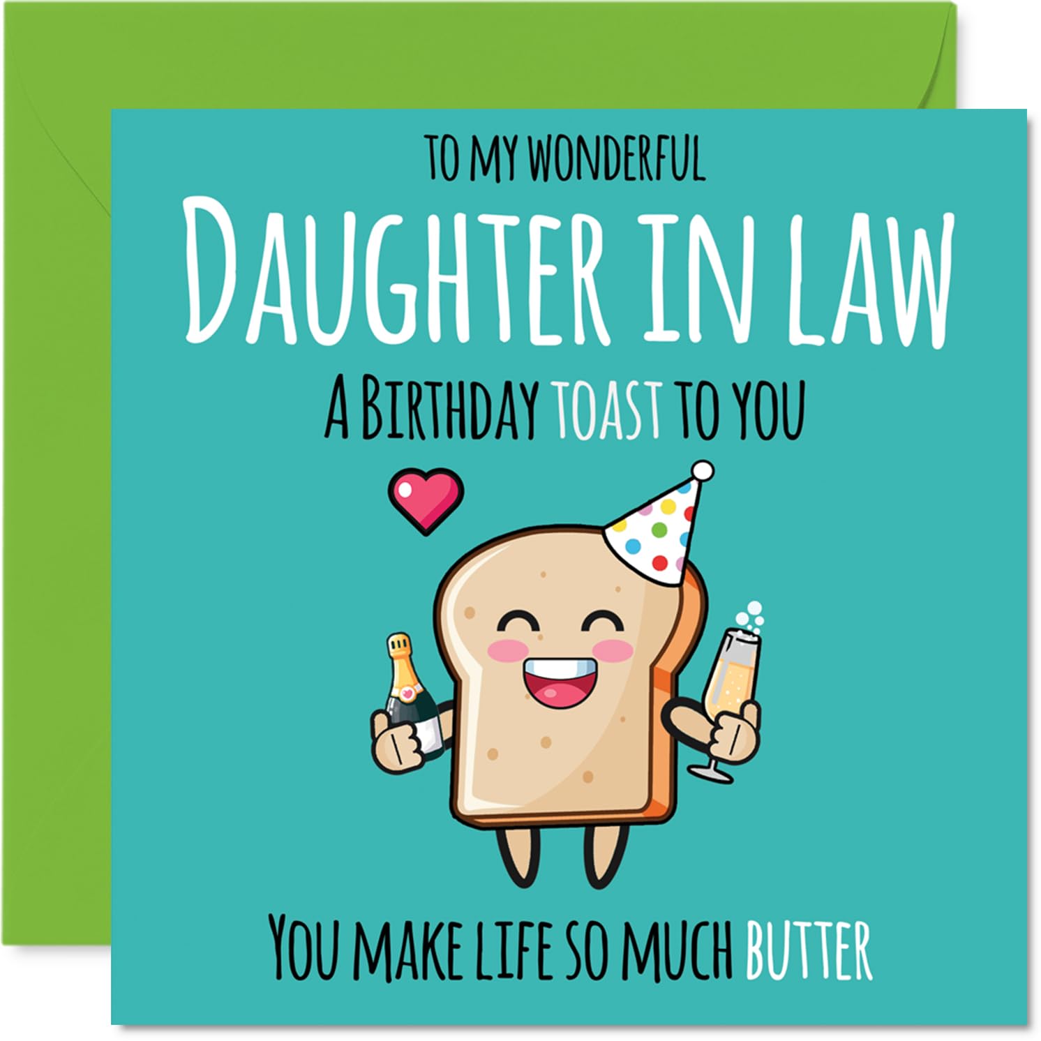Daughter in Law Birthday Card - Cute Toast - Happy Birthday Card for Daughter in Law from Father Dad Mother Mum, 145mm Bday Greeting Cards