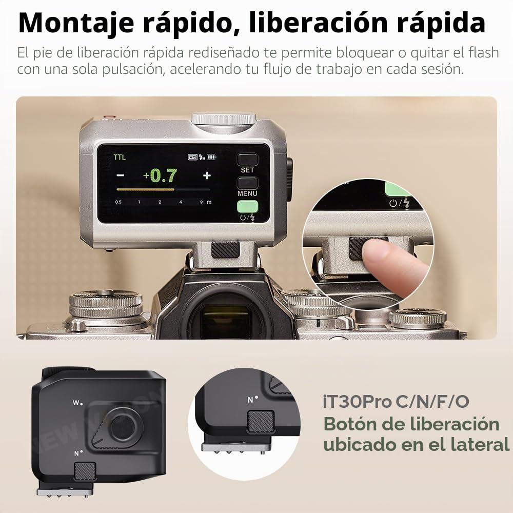 Godox iT30Pro S iT30ProS Mini flash Compatible con la Cámara Sony,exposición automática TTL, HSS 1/8000 segundos, sistema Xsystem inalámbrico 2.4G, pantalla táctil a todo color de 2.8 pulgadas (Negro)