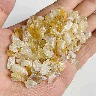 FITTG Piedra de Cristal Natural Chips de Cuarzo de Cristal Azul Natural de 6-9MM adecuados for organizar Rellenos de jarrones acuarios Jardines y Fuentes Grava (Color : 5 Citrine, Size : 50G)
